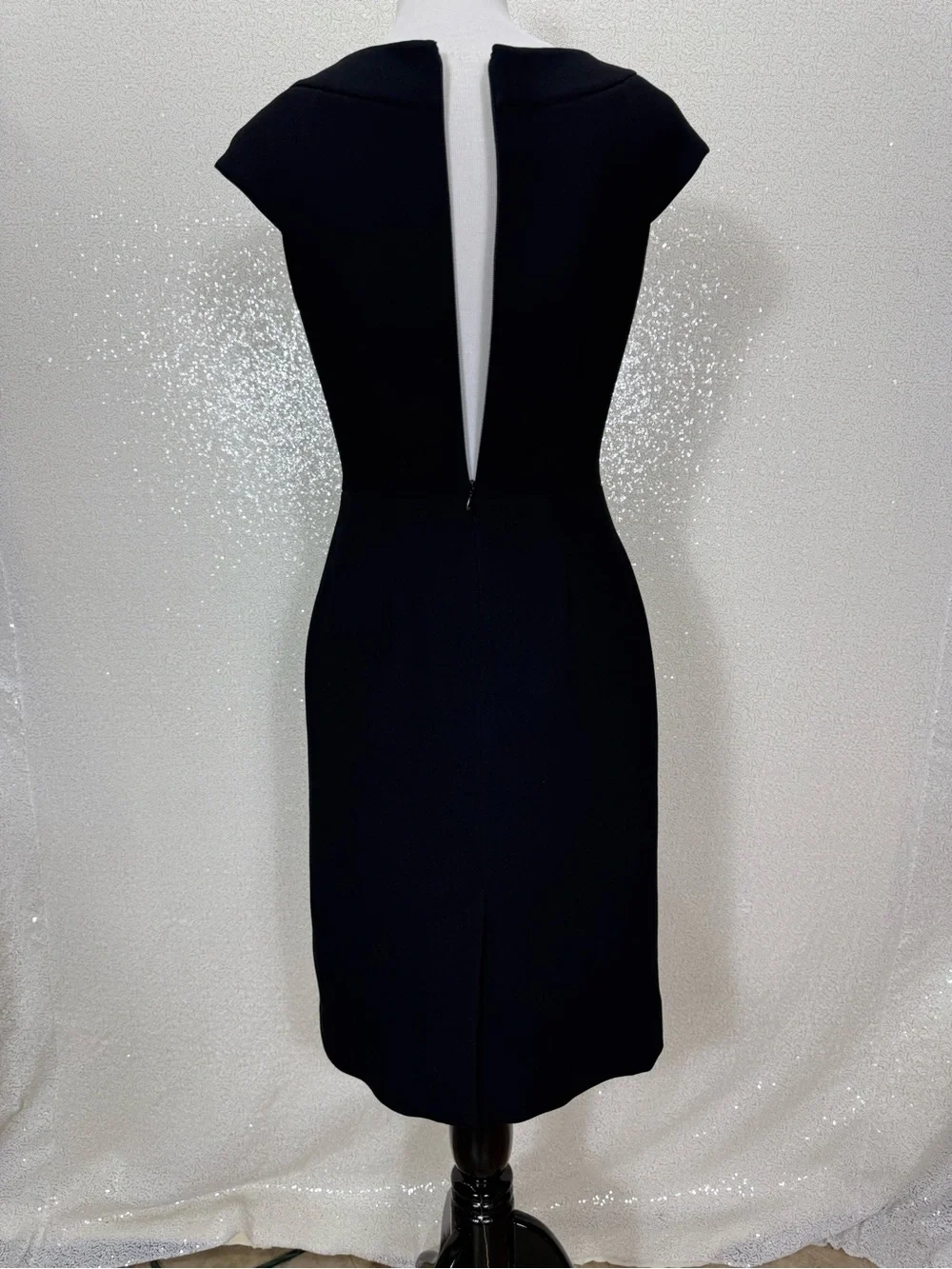 Kate Spade Raya Shift Dress Black Pleated Neck Sheath Dress Size 4 Womens